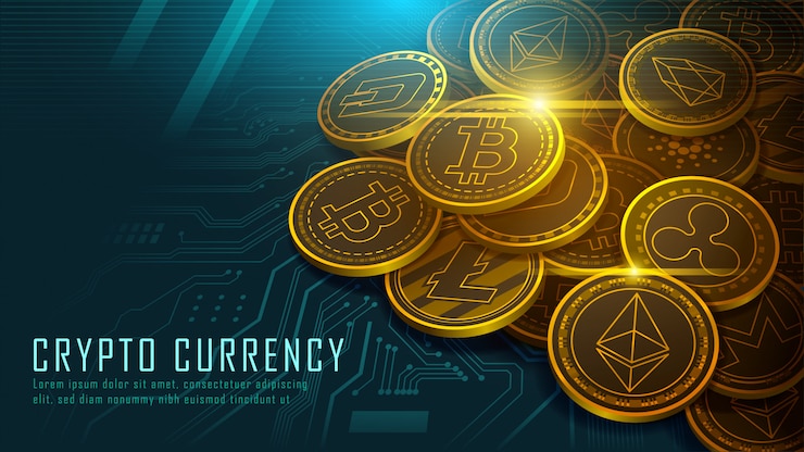 Vector ten famous cryptocurrency 