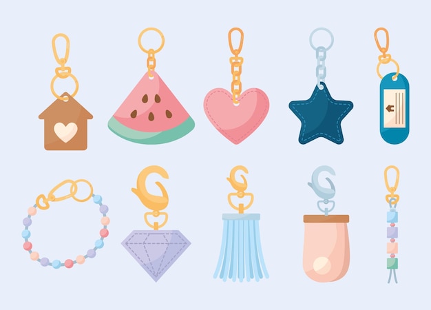 Vector ten keychain items