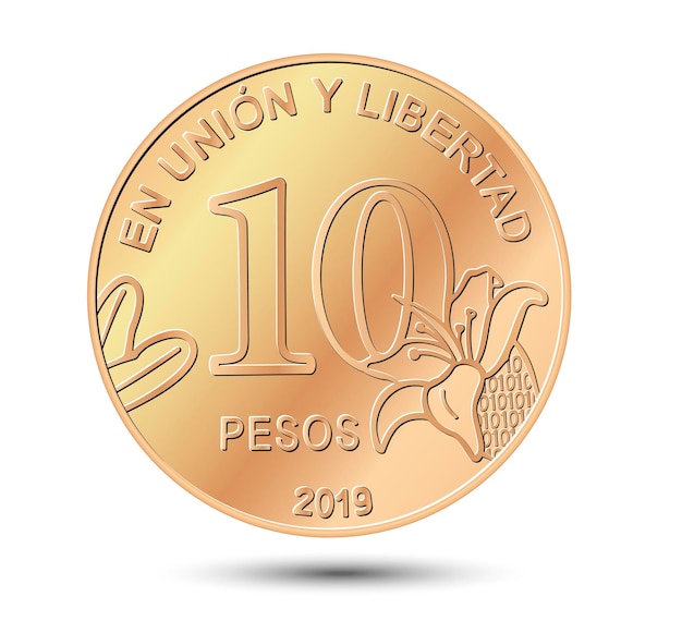 Vector ten pesos argentina ten peso coin vector illustration