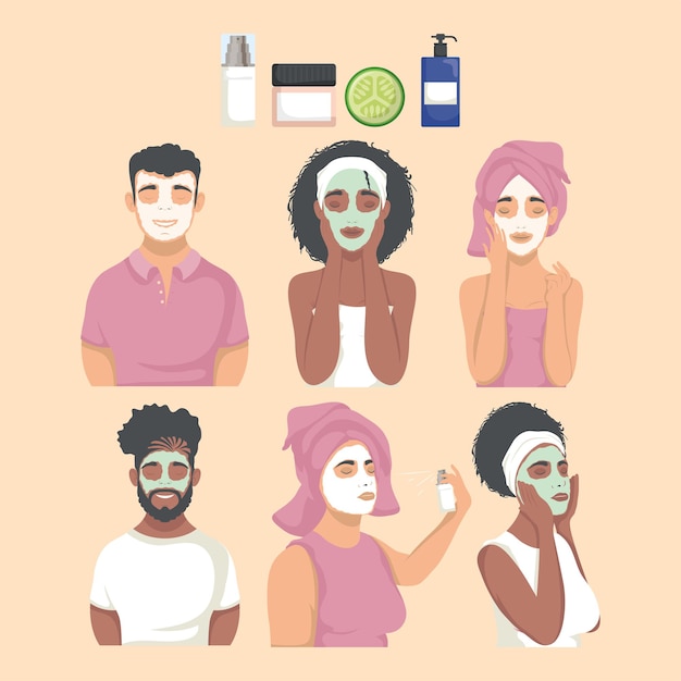 Vector ten skin care treatment icons