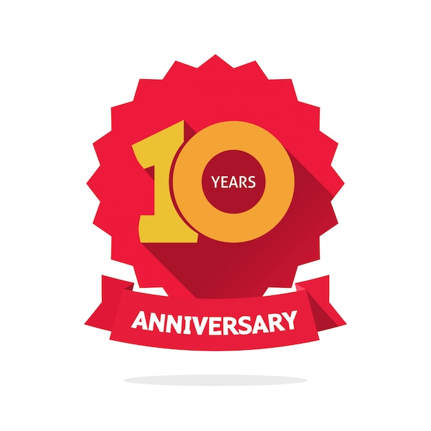 Ten year anniversary vector label