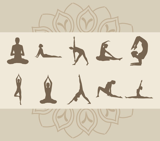 Vector ten yoga positions