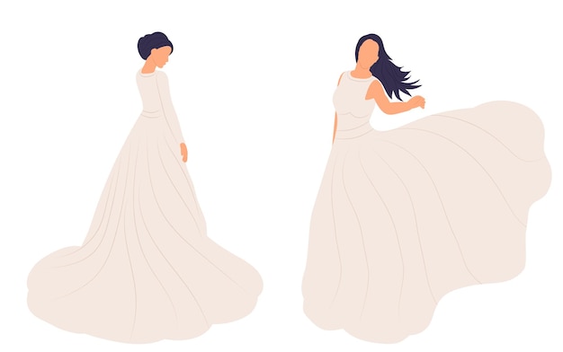 Vector tender brides on white background isolated vector