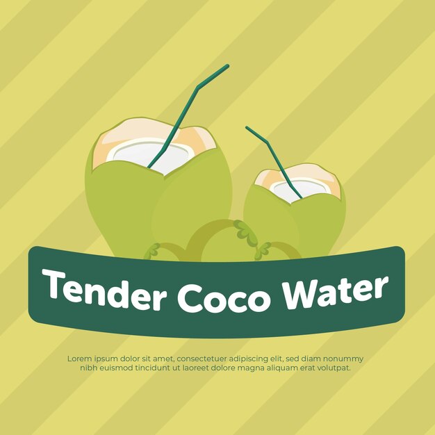 Tenero banner estivo con acqua di cocco