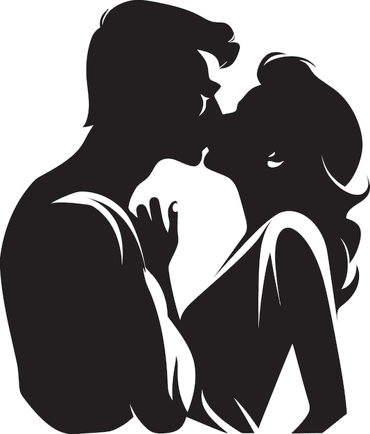 Tender Embrace Romantic Vector Icon Passionate Affection Black Emblematic Design