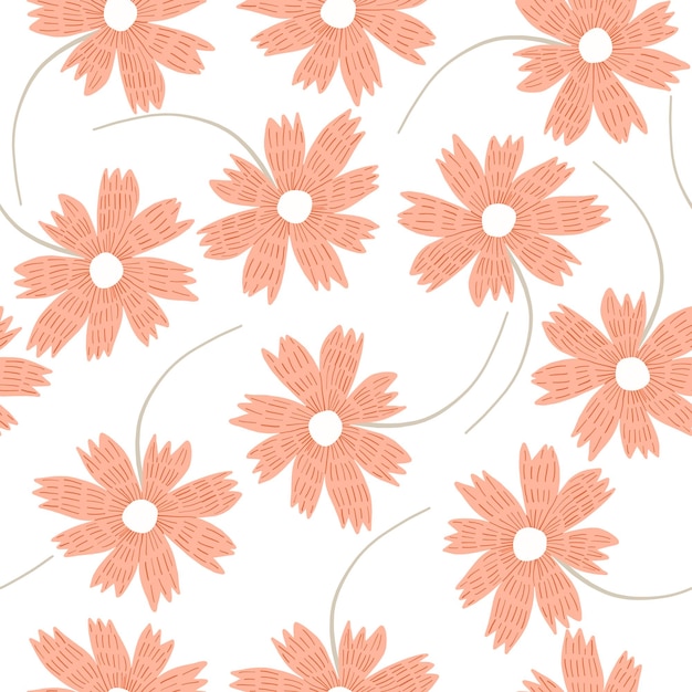 Tender light pastel orange floral pattern