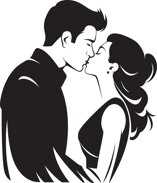 Tender passion black silhouette icon passionate bond iconic kissing design