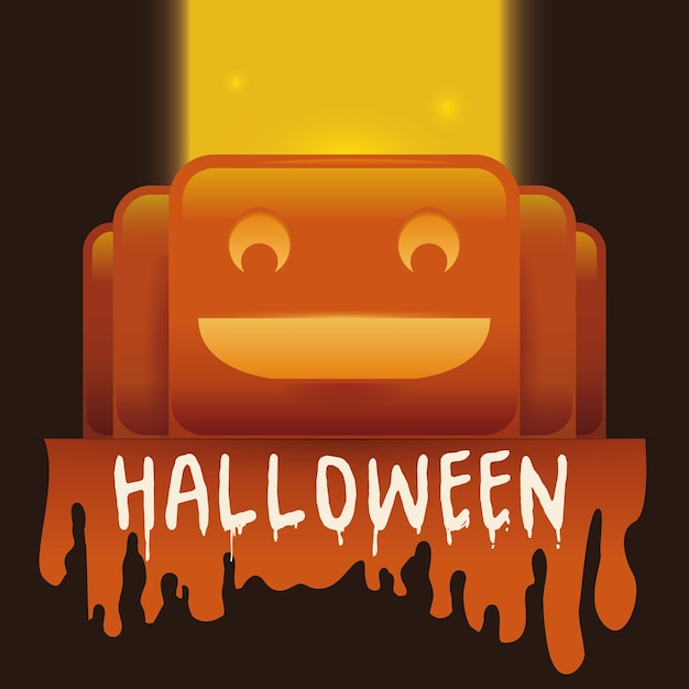 Vector tender pumpkin with bright and dripping liquid for halloween poster