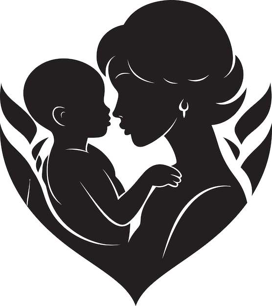 Tender Ties Mothers Day Emblem Unconditional Care Woman and Child Vector