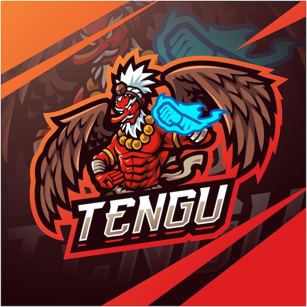 Tengu esport mascotte logo ontwerp