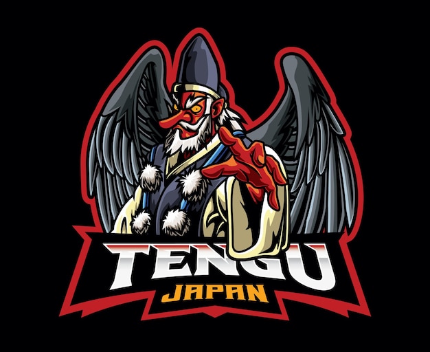 Tengu mascotte logo ontwerp