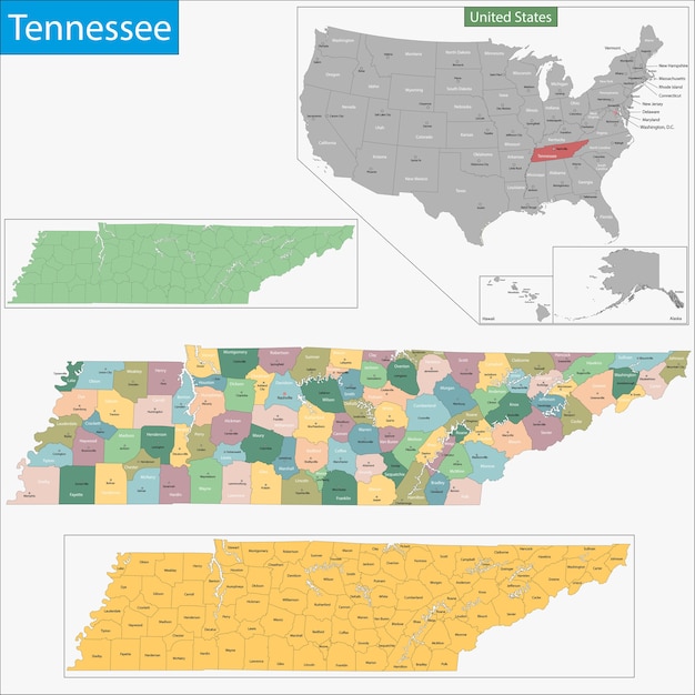 Vector tennessee kaart