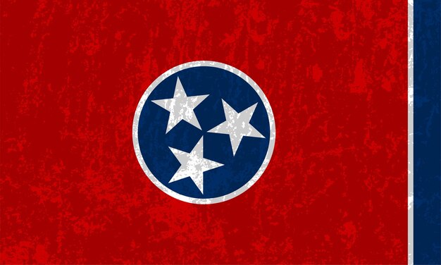Векторная иллюстрация гранж-флага штата Теннесси