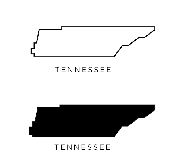 Tennessee states of usa map icon outline style and flat vector silhouettes