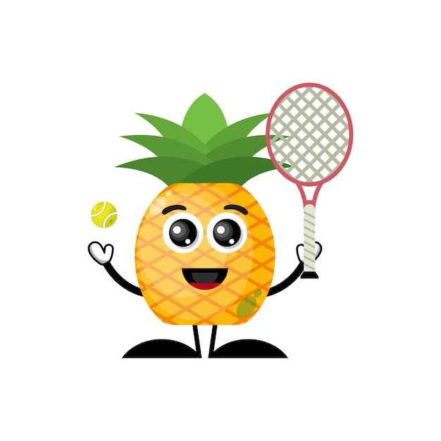 tennis ananas karakter schattig logo