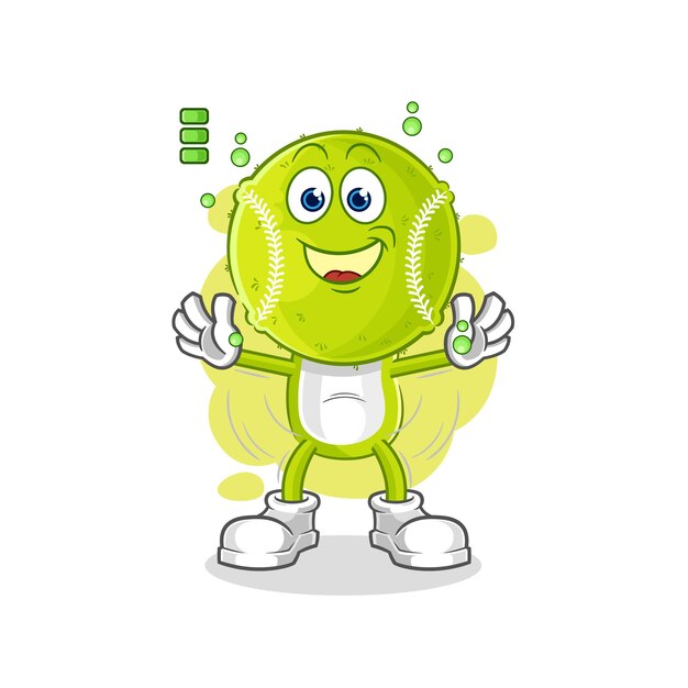 Tennis ball full battery character cartoon mascot vector