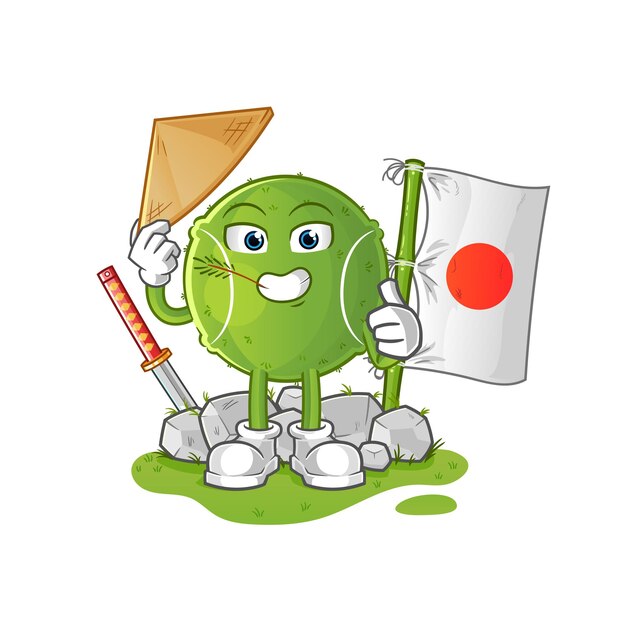 Tennis ball japanese vector. cartoon character