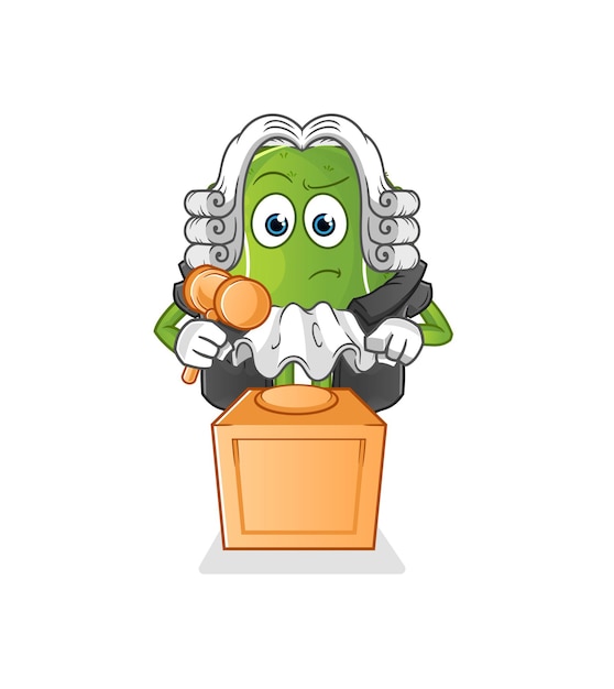 Tennis ball judge holds gavel. character vector