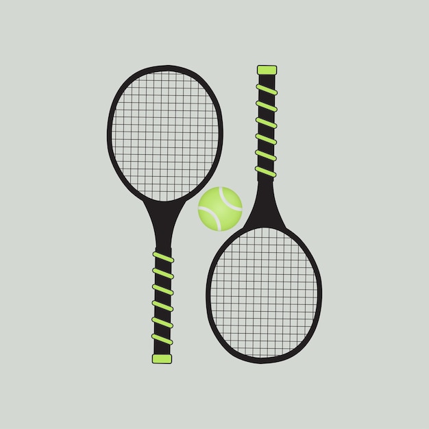 Vector tennis ball and racket in vector format