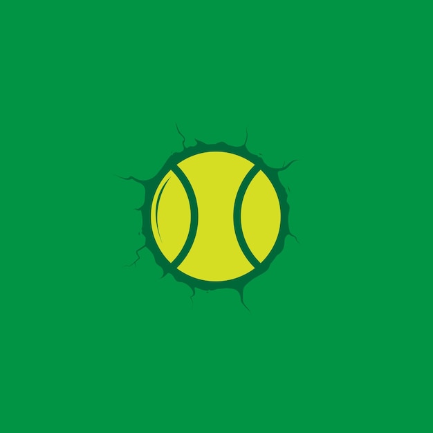 Tennis ball stuck on wall logo symbol icon vector graphic design illustration idea creative tennis