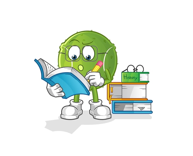 Tennis ball studying mascot. cartoon vector