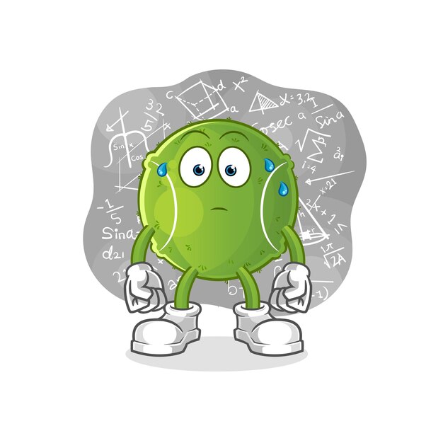 Tennis ball thinking hard vector. cartoon character