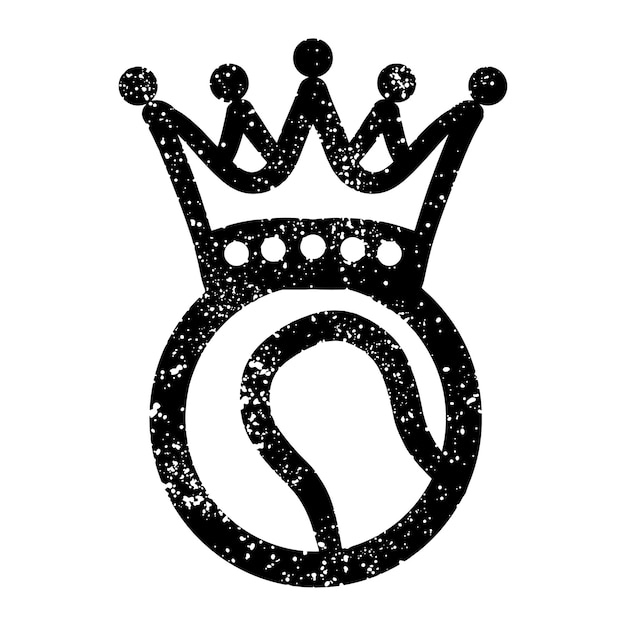 Vector tennis ball with crown in grunge texture graffiti style