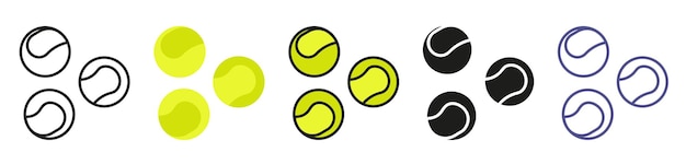 Tennis balls of different styles Set of tennis balls Vector image of tennis balls