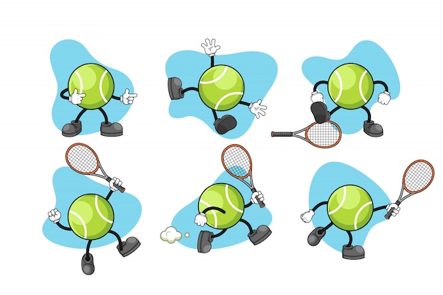 Vector tennis cartoon tekenset