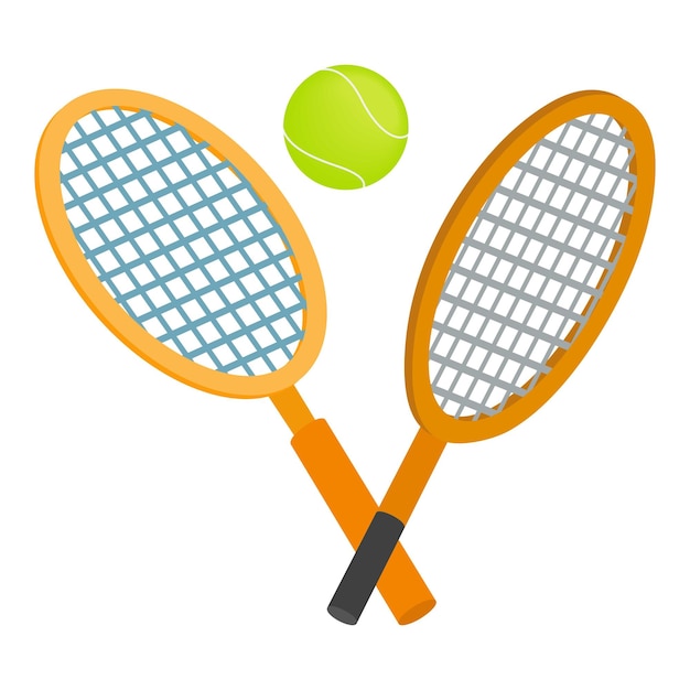 Vector tennis concept pictogram isometrische vector tennisracket en vliegende bal sport en gezonde levensstijl