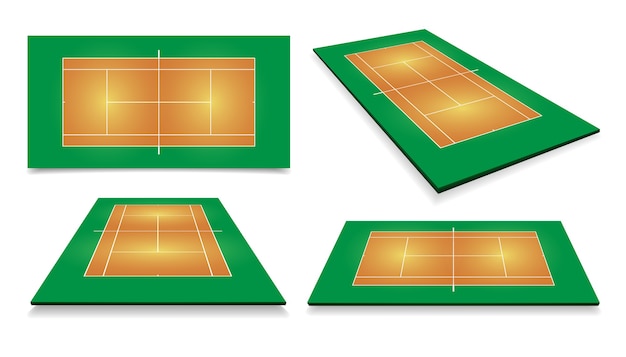 테니스 코트 . 상위 뷰 및 다른 관점