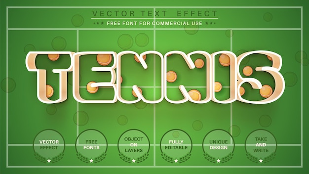 Effetto di testo modificabile da tennis, stile del carattere