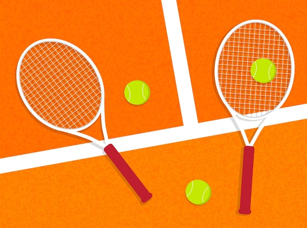 tennis equipment on vibrant orange court background