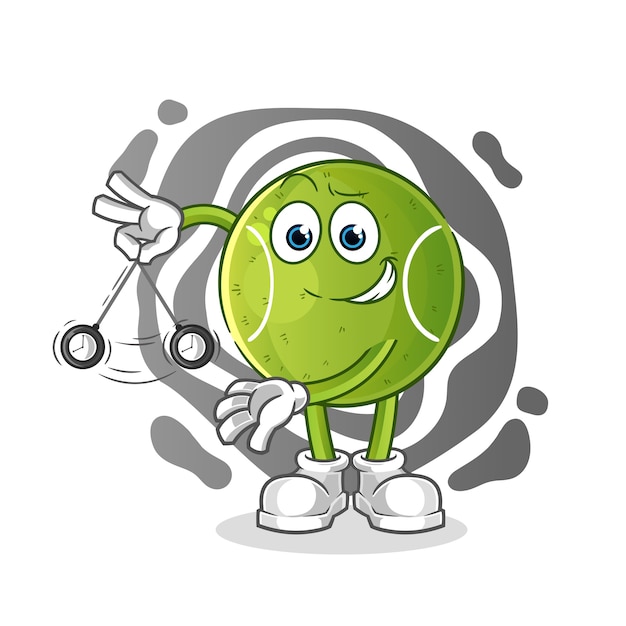 Tennis hypnotizing cartoon. cartoon mascot