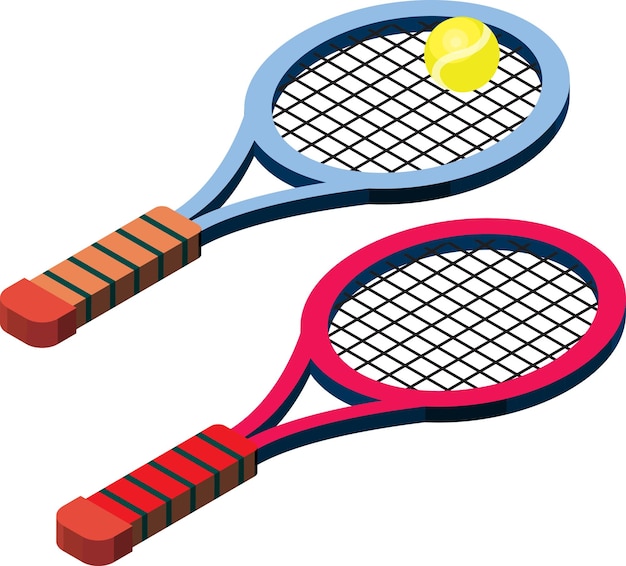 Tennis illustration in 3D isometric style