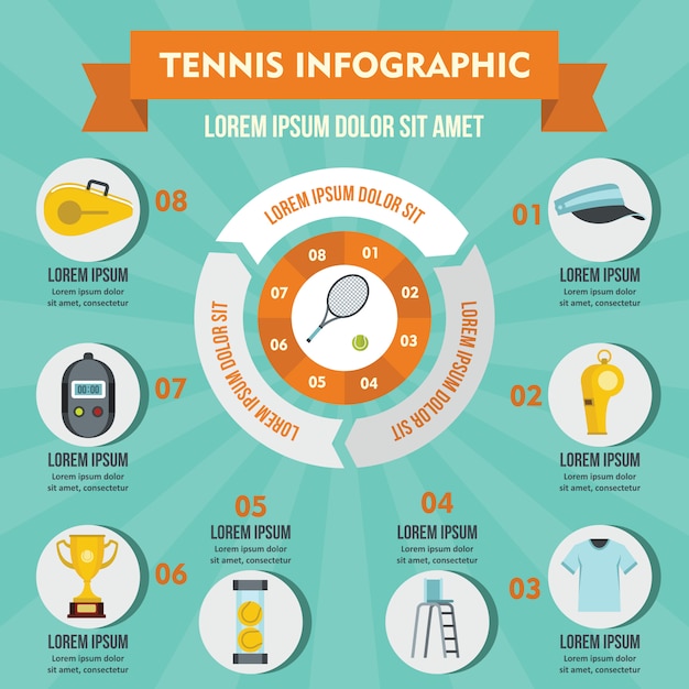 벡터 테니스 infographic 개념입니다.