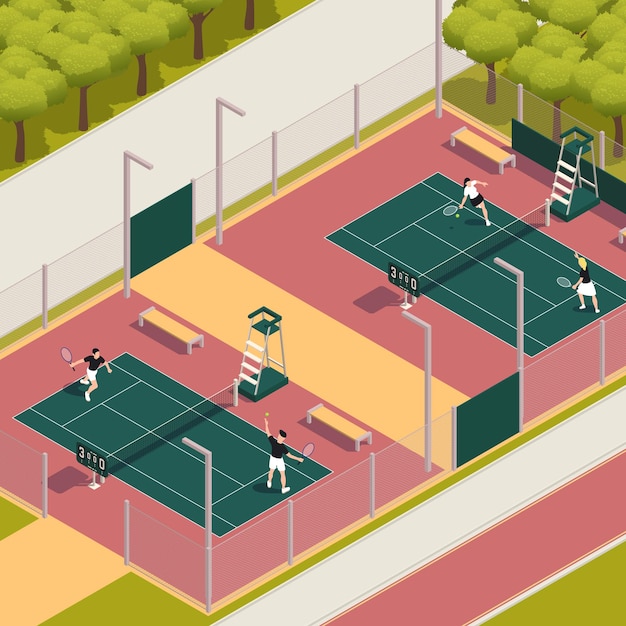 Vector tennis isometric composition