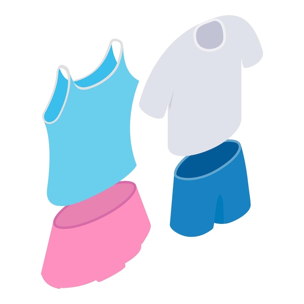 Tennis kleding pictogram isometrische vector Vrouw en man sportkleding Sport en gezonde levensstijl