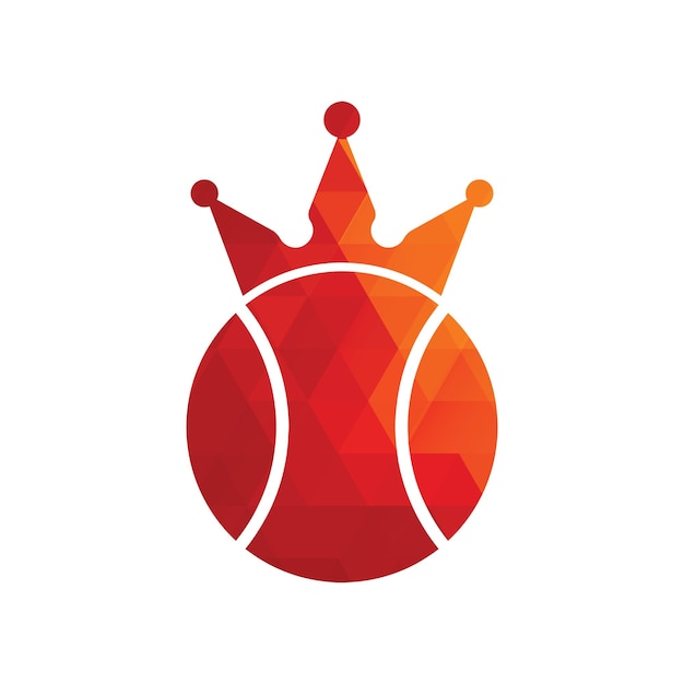 Tennis koning vector logo ontwerp Tennisbal en kroon pictogram ontwerpsjabloon