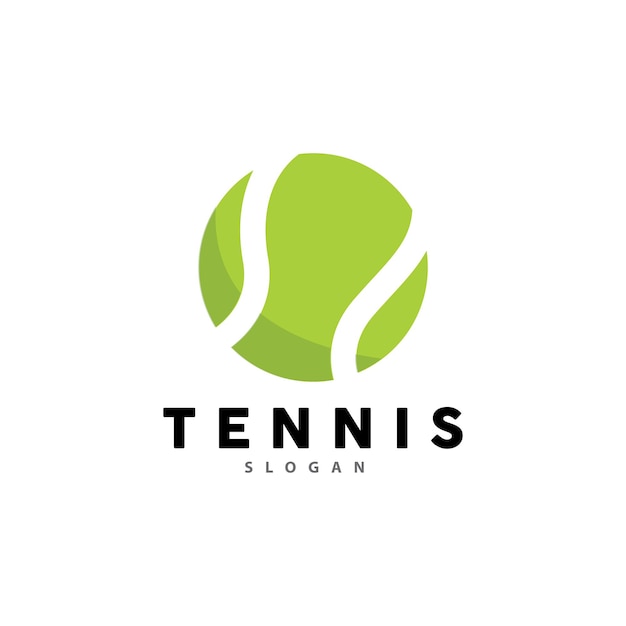 Tennis logo design tournament sport ball and racket vector simple silhouette illustration