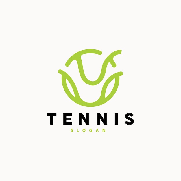 Tennis Logo Design Tournament Sport Ball And Racket Vector Simple Silhouette Illustration