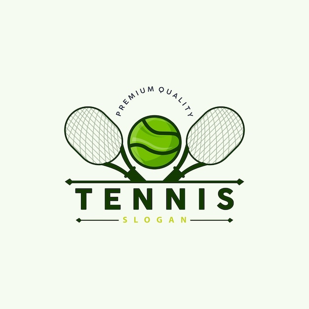 Tennis Logo Design Tournament Sport Ball And Racket Vector Simple Silhouette Illustration