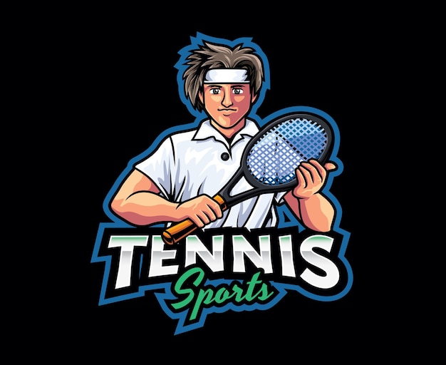 Tennis mascotte logo ontwerp