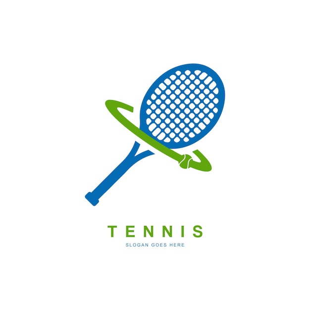 Tennis planet logo template tennis racket with planet ball vector