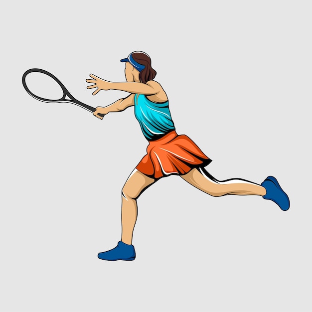 tennis player athlete bright stylized vector