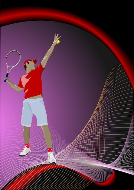 Tennis player Colored Vector illustration for designers