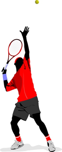 Vettore giocatore di tennis illustrazione vettoriale colorata per i progettisti