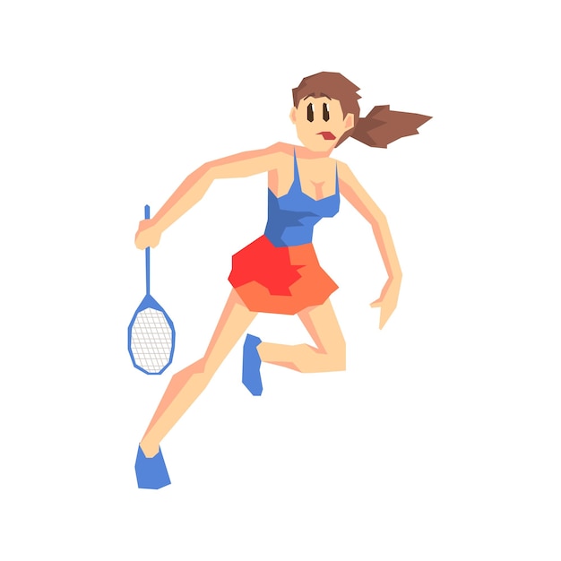 Tennis Player Cool Cartoon Style Geometrical Flat Vector Illustration Isolated On White Background