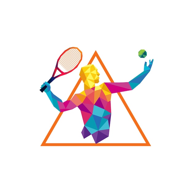 tennis player geometric colorful illustration