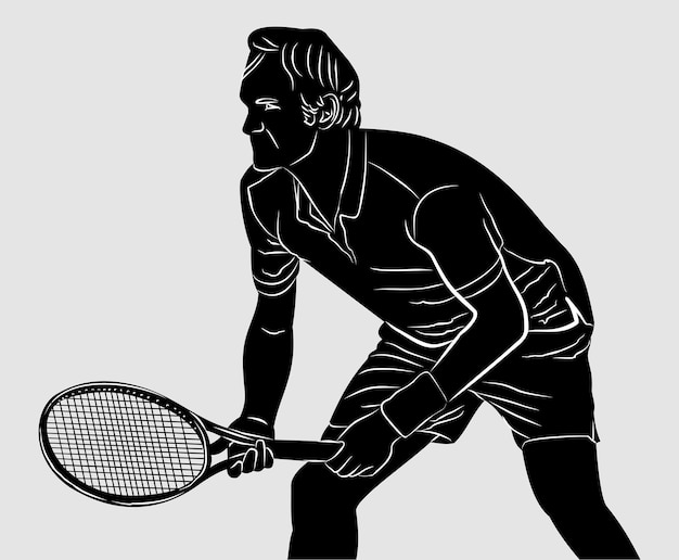 Vector tennis player getting ready to play
